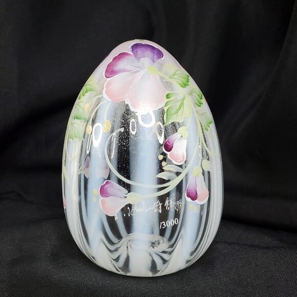 Fenton Other - Fenton Art Glass Hand Painted Egg Limited Edition French Opalescent Milk glass